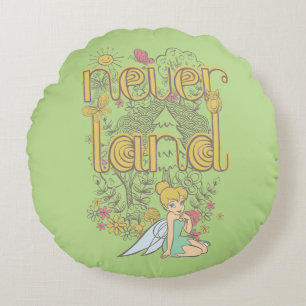Tinker Bell in Neverland Forest Round Pillow