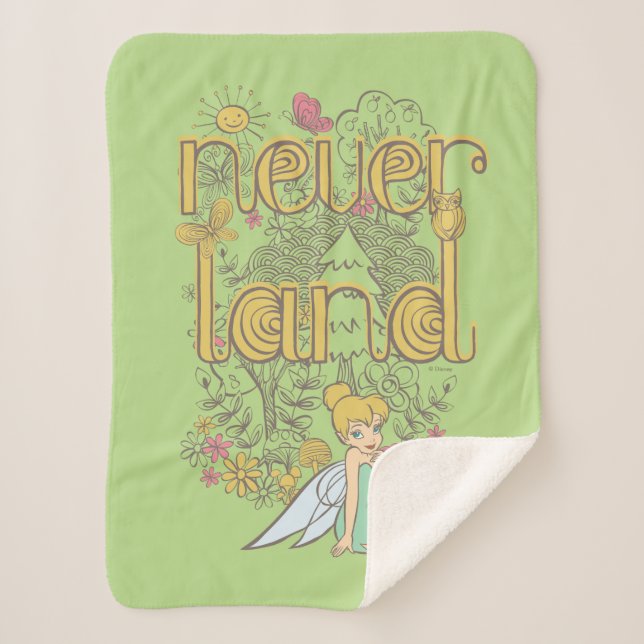 Tinker Bell in Neverland Forest Sherpa Blanket (Front)