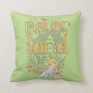 Tinker Bell in Neverland Forest Throw Pillow