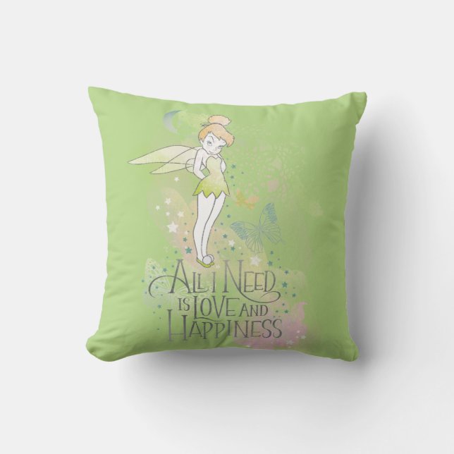 Tinker Bell Love And Happiness Throw Pillow (Front)