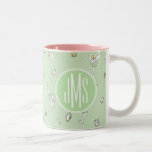 Tinker Bell | Monogram Pretty Little Pixie Two-Tone Coffee Mug<br><div class="desc">Tinker Bell | Pretty Little Pixie - This cute watercolor graphic features Tinker Bell along with a green polka dot background.</div>