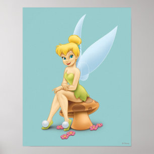 Tinker Bell Sitting on Mushroom Poster