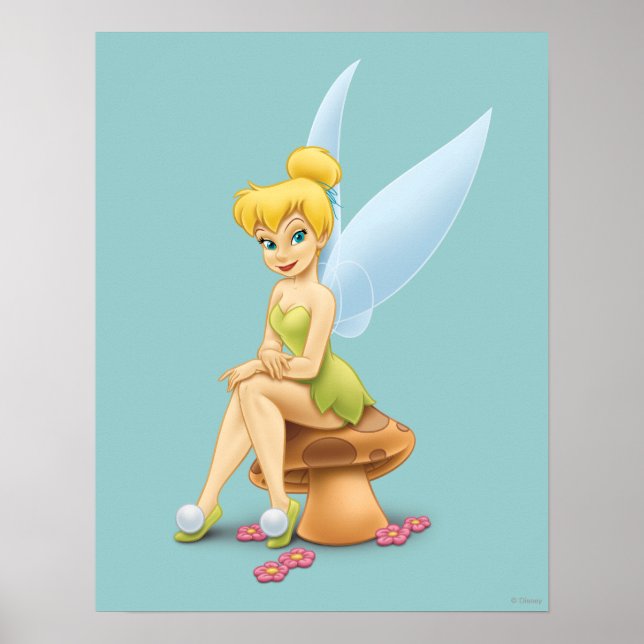 Tinker Bell Sitting on Mushroom Poster (Front)