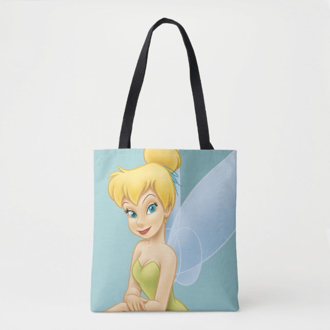 Tinker Bell Sitting on Mushroom Tote Bag (Front)