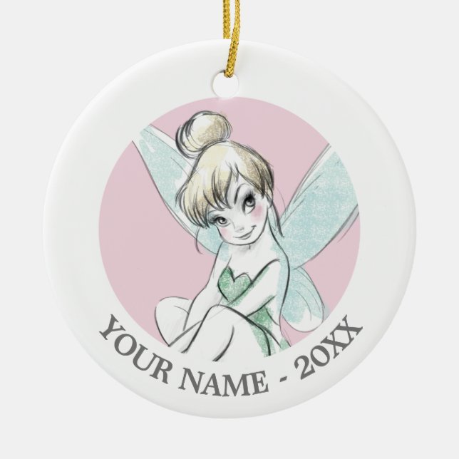 Tinker Bell | Sitting Pastel Ceramic Ornament (Front)