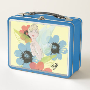 Tinker Bell Sketch With Cosmos Flowers Metal Lunch Box