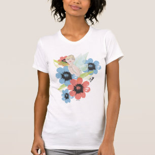 Tinker Bell Sketch With Cosmos Flowers T-Shirt