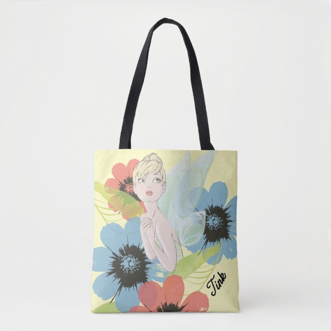 Tinker Bell Sketch With Cosmos Flowers Tote Bag (Front)
