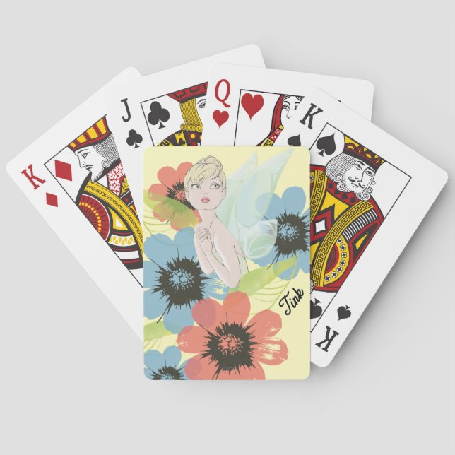 Tinker Bell Sketch With Flowers Playing Cards (Back)