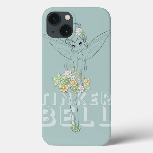 Tinker Bell Sketch With Jewel Flowers Case-Mate iPhone Case (Back)