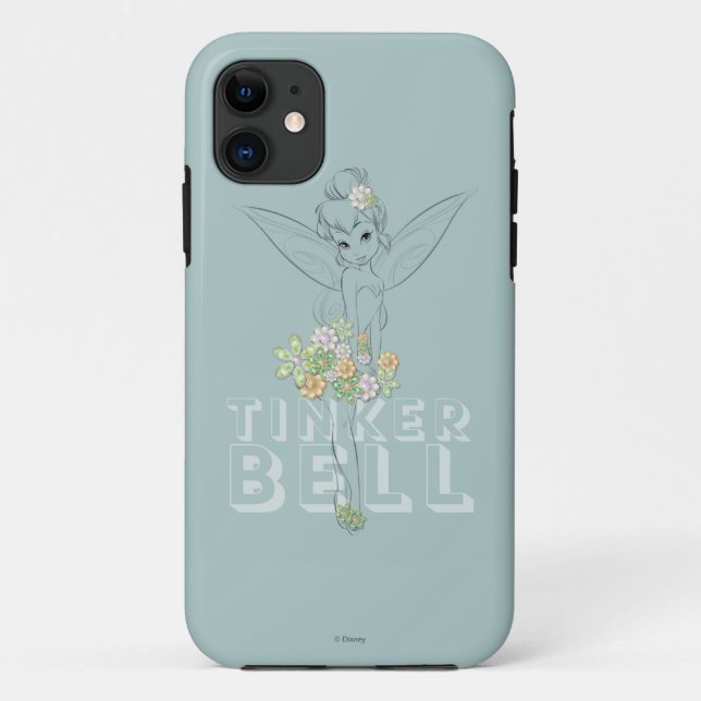 Tinker Bell Sketch With Jewel Flowers Case-Mate iPhone Case (Back)