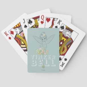 Tinker Bell Sketch With Jewel Flowers Playing Cards