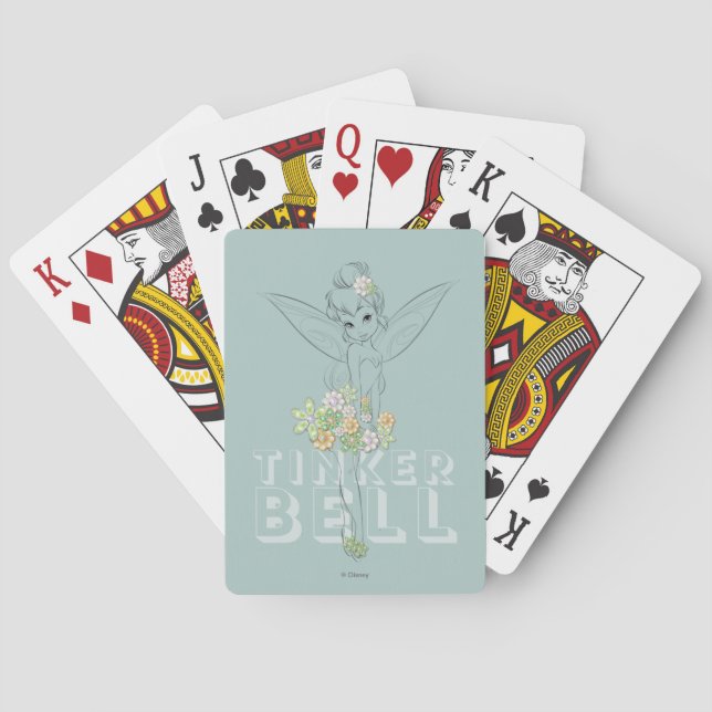 Tinker Bell Sketch With Jewel Flowers Playing Cards (Back)