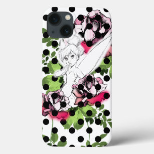 Tinker Bell Sketch With Roses and Polka Dots iPhone 13 Case