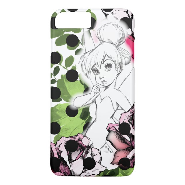 Tinker Bell Sketch With Roses and Polka Dots Case-Mate iPhone Case (Back)