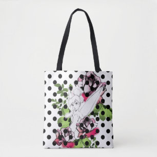 Tinker Bell Sketch With Roses and Polka Dots Tote Bag