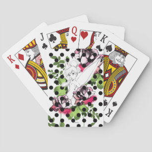 Tinker Bell Sketch With Roses Playing Cards