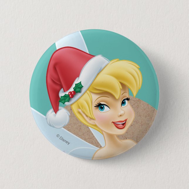 Tinker Bell | Tinker Bell In Santa Hat 2 Inch Round Button (Front)