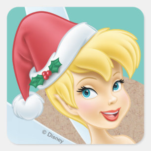 Tinker Bell   Tinker Bell In Santa Hat Square Sticker