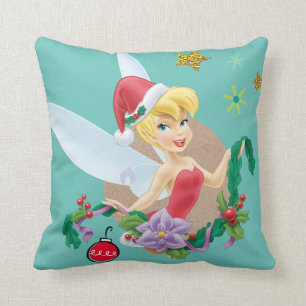 Tinker Bell   Tinker Bell In Santa Hat Throw Pillow