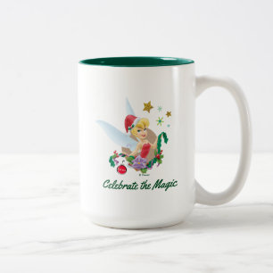 Tinker Bell   Tinker Bell In Santa Hat Two-Tone Coffee Mug