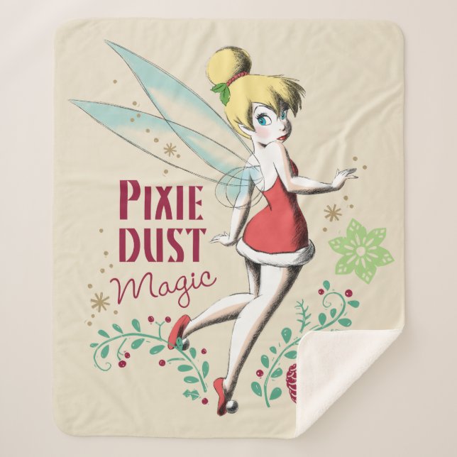 Tinker Bell | Vintage Pixie Dust Magic Sherpa Blanket (Front)