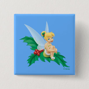 Tinkerbell Christmas Holly 2 Inch Square Button