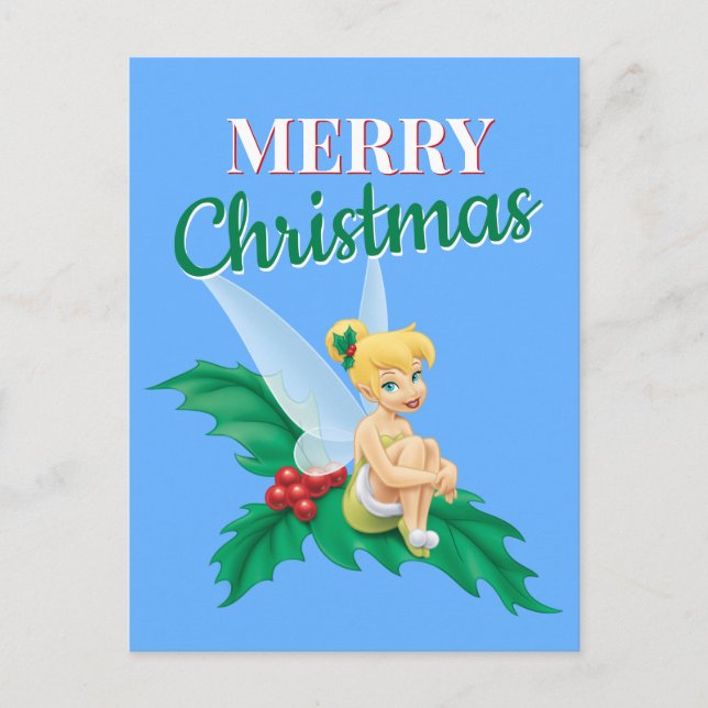 Tinkerbell | Christmas Holly Holiday Postcard (Front)