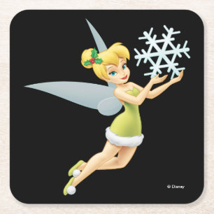 Tinkerbell   Christmas Snowflake Square Paper Coaster