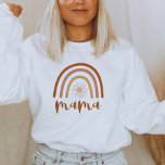 TINLEY Boho Burnt Orange Rainbow Sun Mama Sweatshirt<br><div class="desc">This mama sweatshirt features a bohemian retro rainbow with a sun and a cute handwritten font. This pull over makes the perfect gift to announce that you're expecting or give as a gift for the best mom in your life. 💜 COLORS ARE EDITABLE! Click 'edit design' to change the colors....</div>