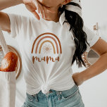 TINLEY Boho Burnt Orange Rainbow Sun Mama T-Shirt<br><div class="desc">This mama t shirt features a bohemian retro rainbow with a sun and a cute handwritten font. This pull over makes the perfect gift to announce that you're expecting or give as a gift for the best mom in your life. 💜 COLORS ARE EDITABLE! Click 'edit design' to change the...</div>