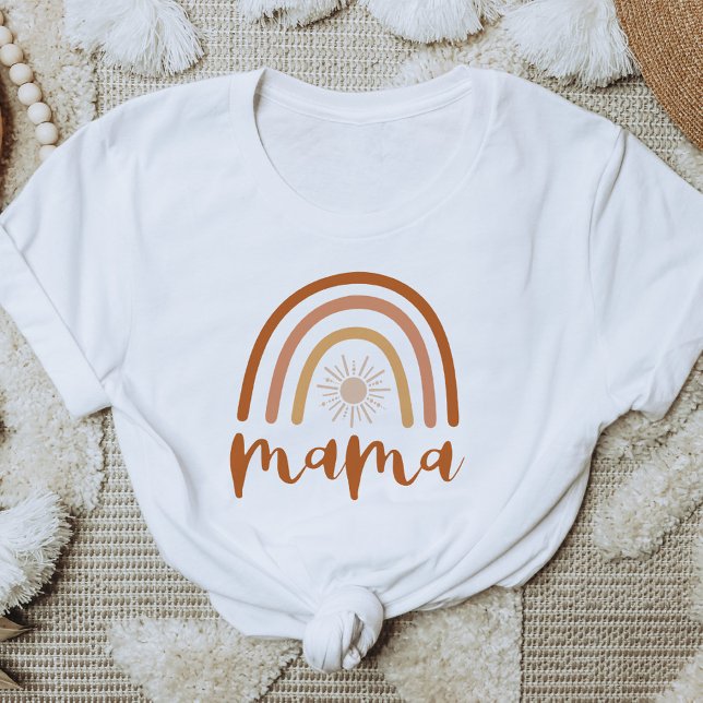 TINLEY Boho Burnt Orange Rainbow Sun Mama T-Shirt (Creator Uploaded)