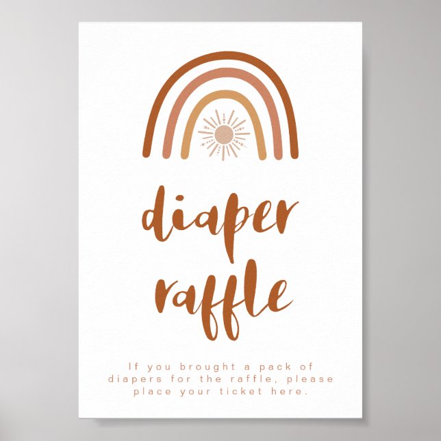 TINLEY Boho Terracotta Rainbow Diaper Raffle Sign (Front)