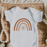 TINLEY Cute Bohemian Terracotta and Rust Rainbow Baby Bodysuit<br><div class="desc">This baby one piece jumper features a bohemian terracotta and rust rainbow with a sun in the middle. This jumper is perfect for announcing a new baby in the family or as a baby shower gift. COLORS ARE EDITABLE! Click 'edit design' to change the colours.</div>