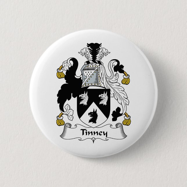 Tinney Family Crest 2 Inch Round Button (Front)