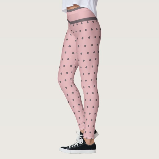 Tinny Polka Dots Pink Grey Leggings (Left)