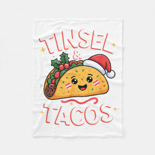 Tinsel And Tacos Cute Christmas Mexican Food Fun  Fleece Blanket