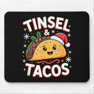 Tinsel And Tacos Cute Christmas Mexican Food Fun  Mouse Pad