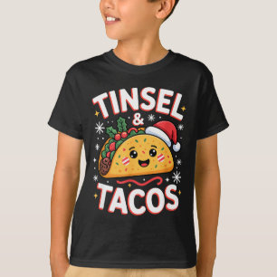 Tinsel And Tacos Cute Christmas Mexican Food Fun  T-Shirt