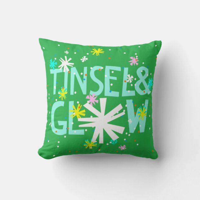 Tinsel & Glow Throw Pillow (Front)
