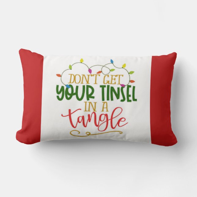 “Tinsel in a Tangle”  Christmas  Lumbar Pillow (Front)