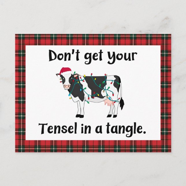 Tinsel In A Tangle Funny Christmas Cow Holiday (Front)