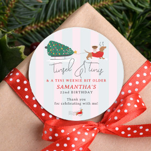 Tinsel & Tinis Tini Weenie Bit Christmas Doxie Classic Round Sticker