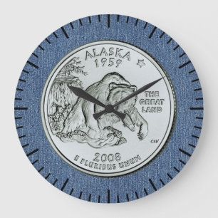Tinted Alaska State Quarter Design  Large Clock