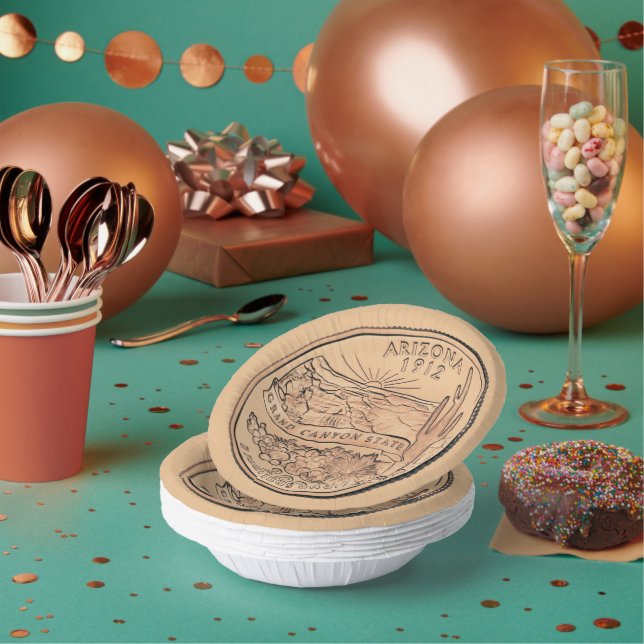 Tinted Arizona State Quarter Design Paper Bowl Paper Plate (Multi)