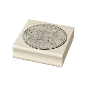 Tinted Arizona State Quarter Design Rubber Stamp