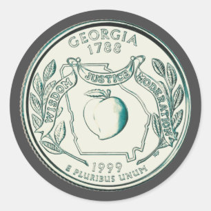 Tinted Georgia State Quarter Design  Classic Round Sticker