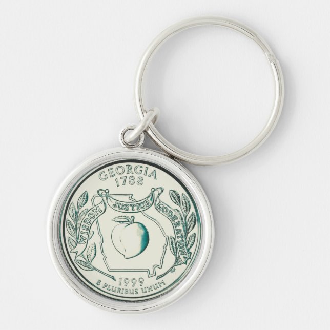 Tinted Georgia State Quarter Design  Keychain (Front)