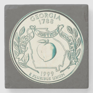 Tinted Georgia State Quarter Design Stone Coaster