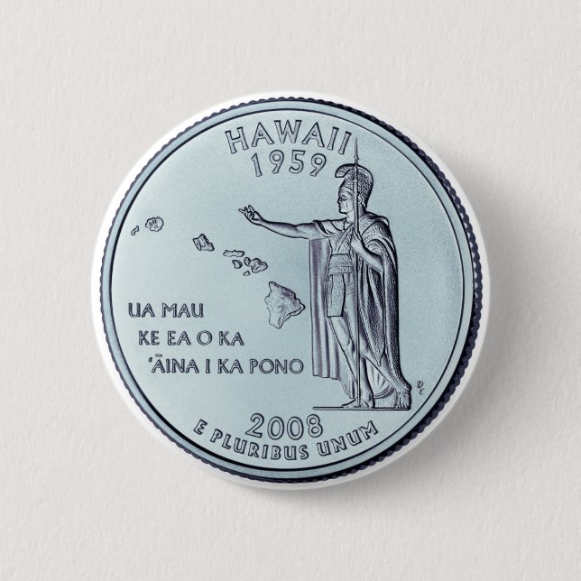 Tinted Hawaii State Quarter Design  2 Inch Round Button (Front)